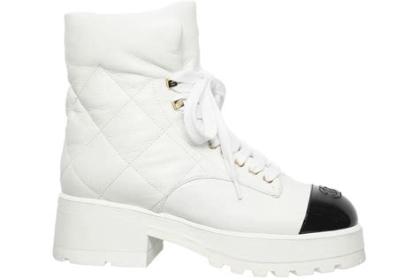 chanel white lace up boots|Chanel lambskin boots.